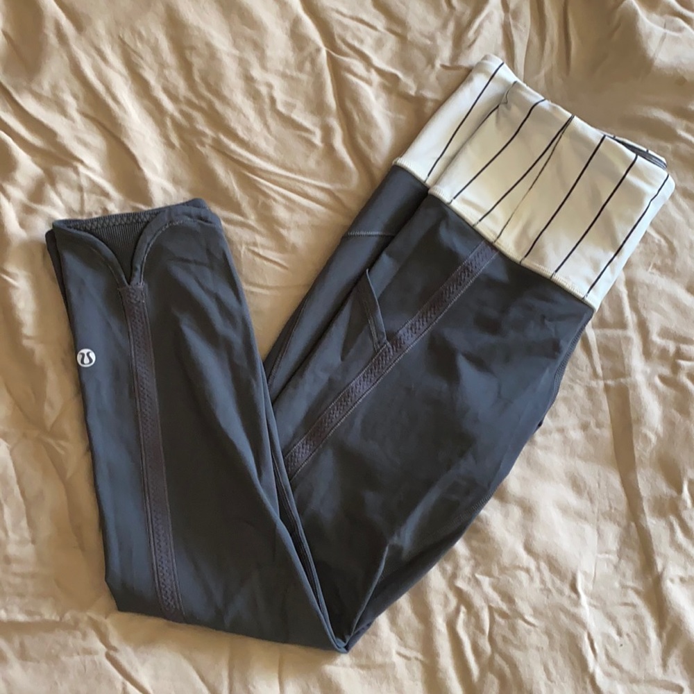 Lululemon sz6 Gray Run Crops Zipper Pockets